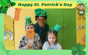 St. Patrick's Day. Klasa 1a i  Leprechaun (Mikołaj Kosiński klasa 4a).png